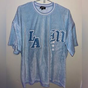 Mens University Blue LA Official Velvet Velour T-Shirt